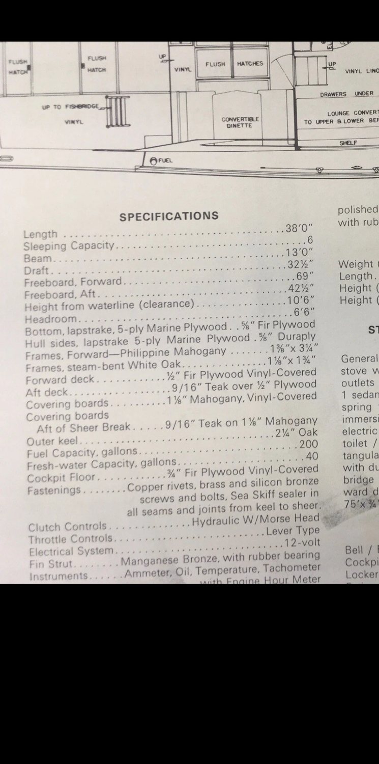 Original specification sheet, page one